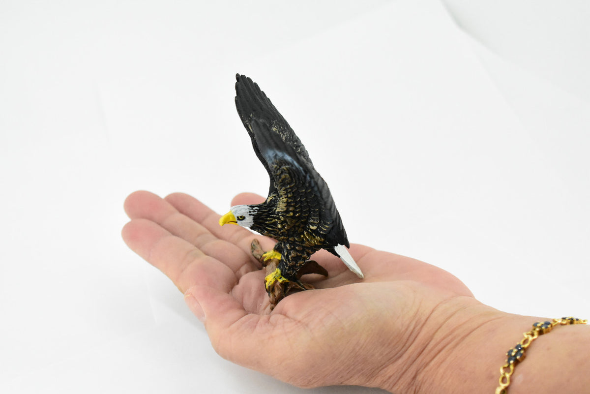 Bald Eagle, North America Eagle, Museum Quality, Rubber Bird, Hand Painted, Realistic Toy Figure, Diorama Model, Kids, Educational, Gift,       4 1/2 Inches.  