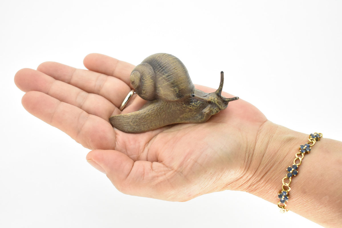 Snail, Shelled Gastropod, Very Realistic Rubber Design, Educational, Hand Painted, Rubber Insect, Diorama Model, Realistic, Kids, Toys, 3 1/2 Inches. 