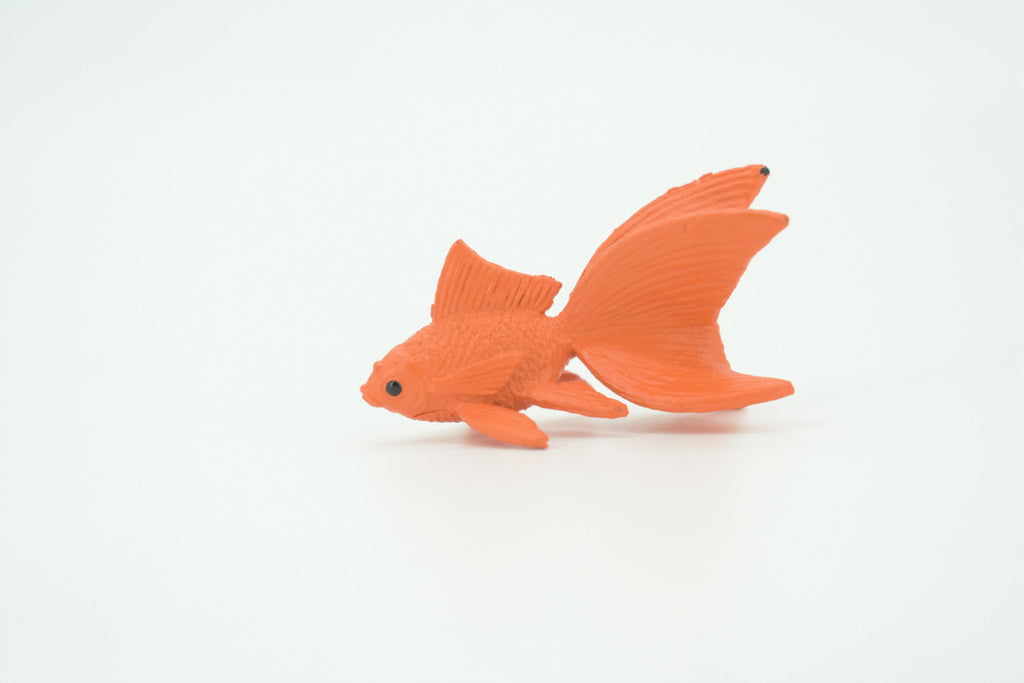 Fantail Goldfish, Fancy Goldfish, Rubber Fish, Realistic Figure, Educational, Lifelike, Toy Model, Figurine, Replica, Gift       1 3/4"   F1672 B63
