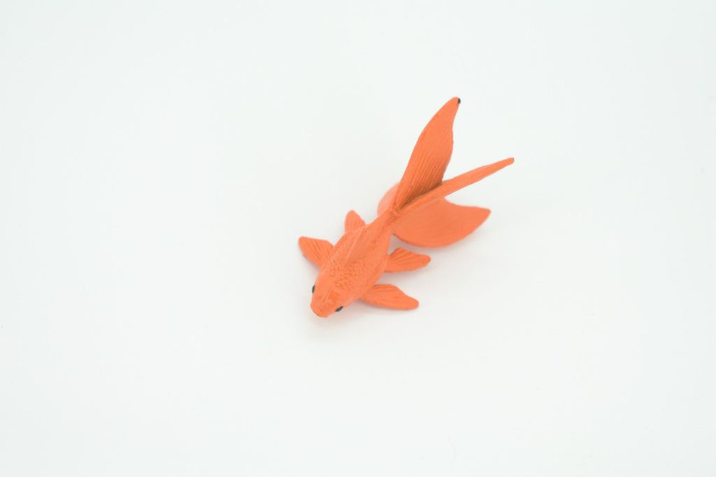 Fantail Goldfish, Fancy Goldfish, Rubber Fish, Realistic Figure, Educational, Lifelike, Toy Model, Figurine, Replica, Gift       1 3/4"   F1672 B63