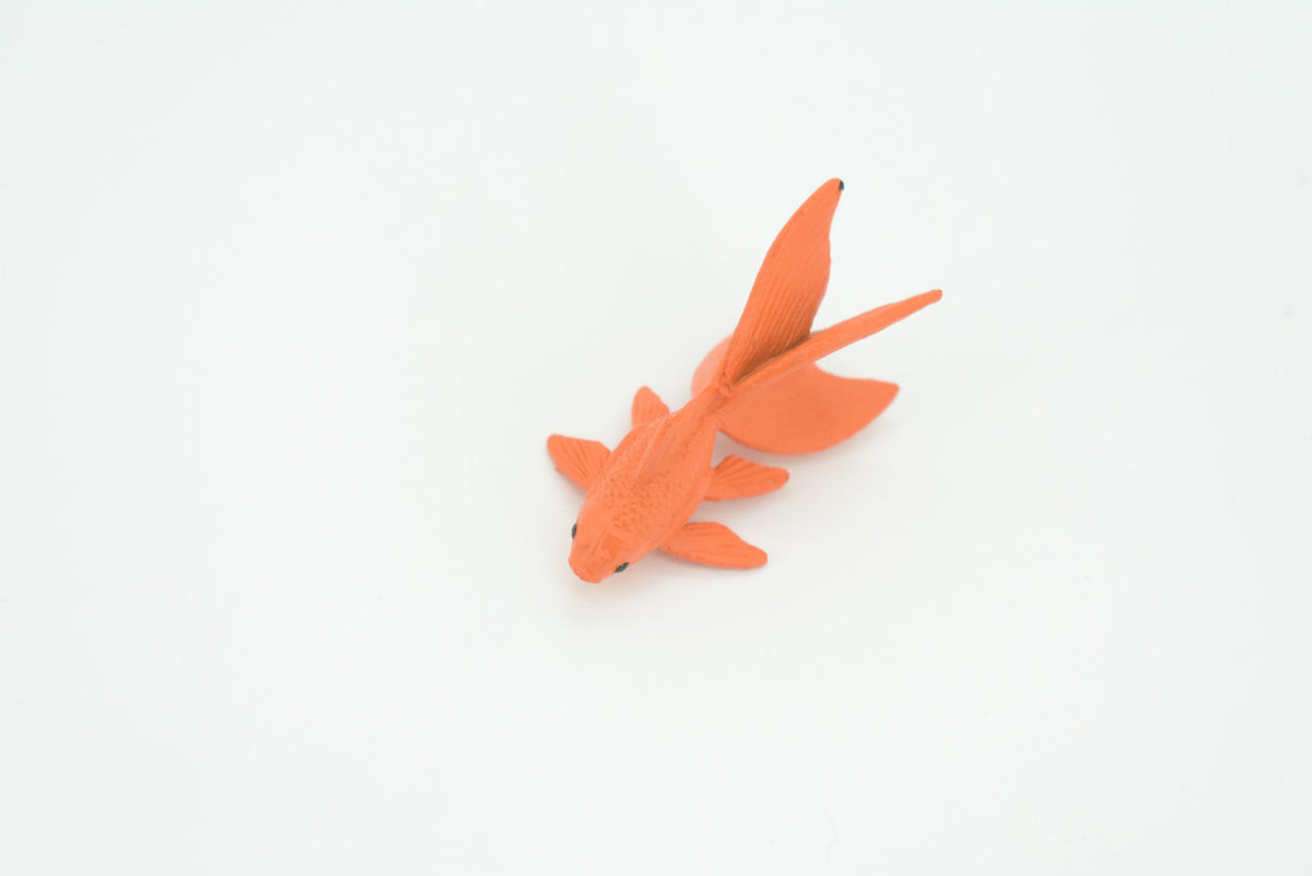 Fantail Goldfish, Fancy Goldfish, Rubber Fish, Realistic Figure, Educational, Lifelike, Toy Model, Figurine, Replica, Gift       1 3/4"   F1672 B63