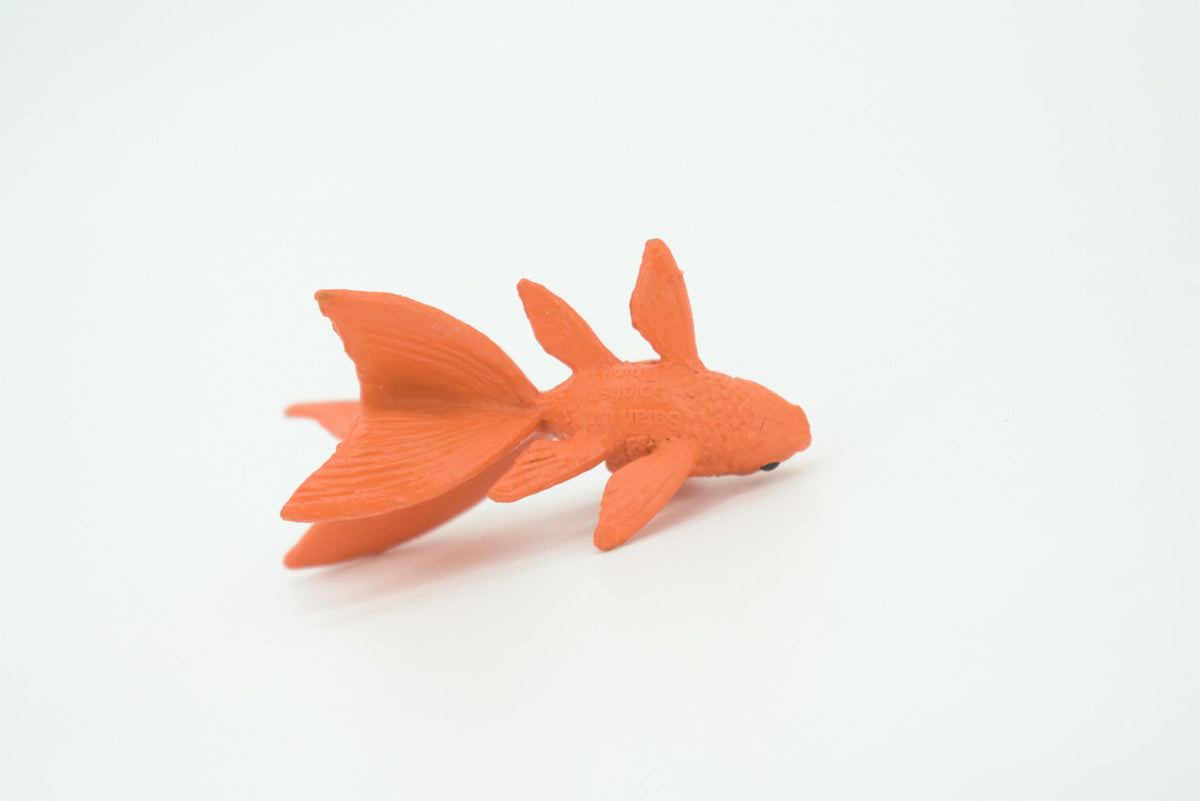 Fantail Goldfish, Fancy Goldfish, Rubber Fish, Realistic Figure, Educational, Lifelike, Toy Model, Figurine, Replica, Gift       1 3/4"   F1672 B63