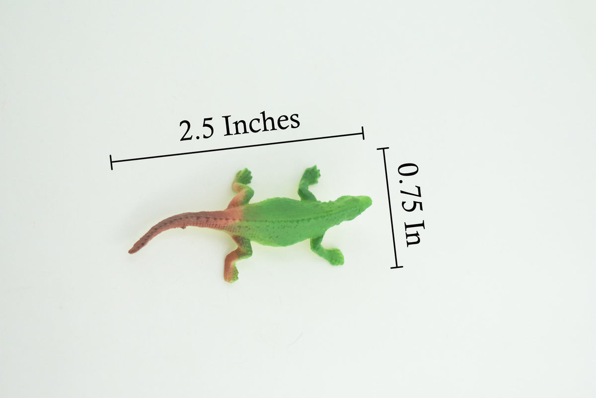 Green Iguana with Brown Tail, Lizard, Rubber Reptile, Hand Painted, Educational, Realistic, Model, Replica, Toys, Kids, Gift, 2 1/2 Inches. WR45 B197