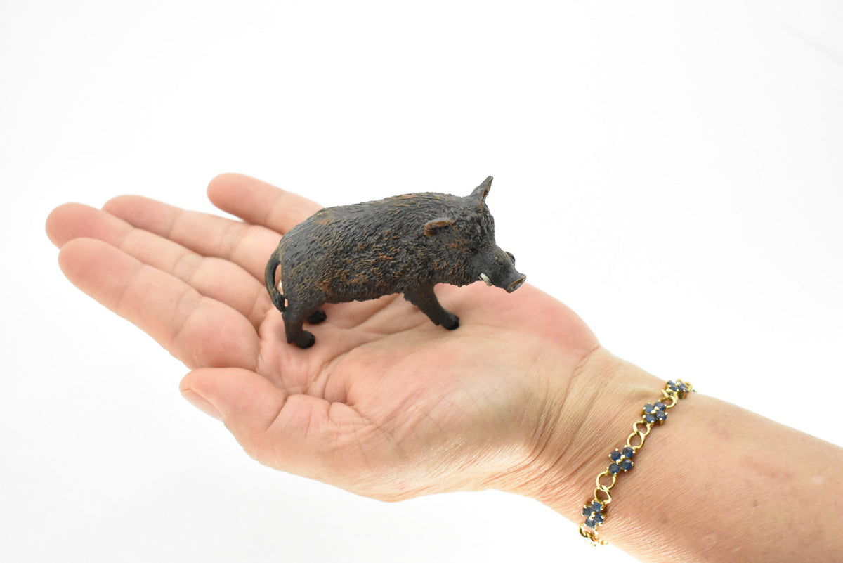 Wild Boar, Wild Pig, Wild swine, feral hog, Very Realistic Rubber Figure, Hand Painted, Rubber Mammal, Realistic Toy Figure, Kids, Educational, 3 Inches. 