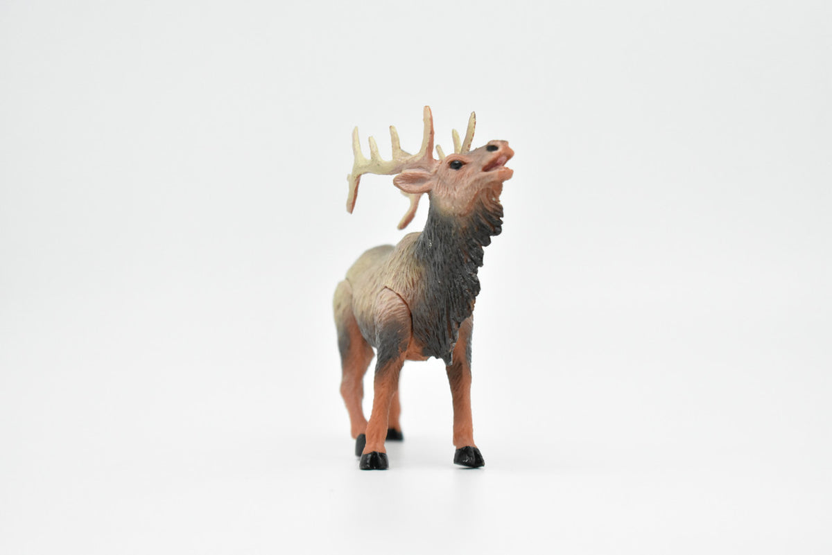 Elk, Wapiti, Museum Quality, Movable Legs, Hand Painted, Realistic, Plastic Animal Design, Educational, Diorama Model, Lifelike, Toy, Gift,    4 Inches.    CWG213 BB42