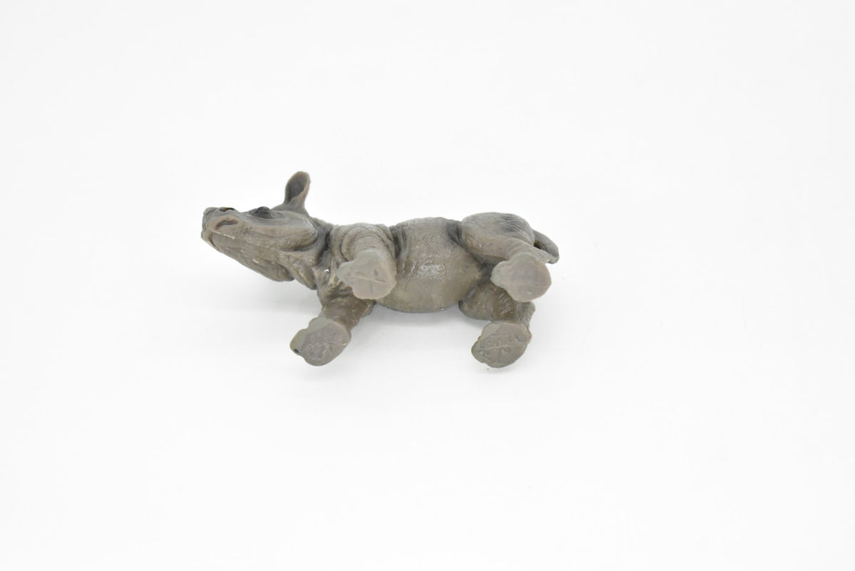 Rhino, Baby Rhinoceros, Museum Quality, Hand Painted, Educational, Rubber Animal, Realistic Toy Figure, Diorama Model, Kids, Gift,      3 Inches.    CH090 BB84