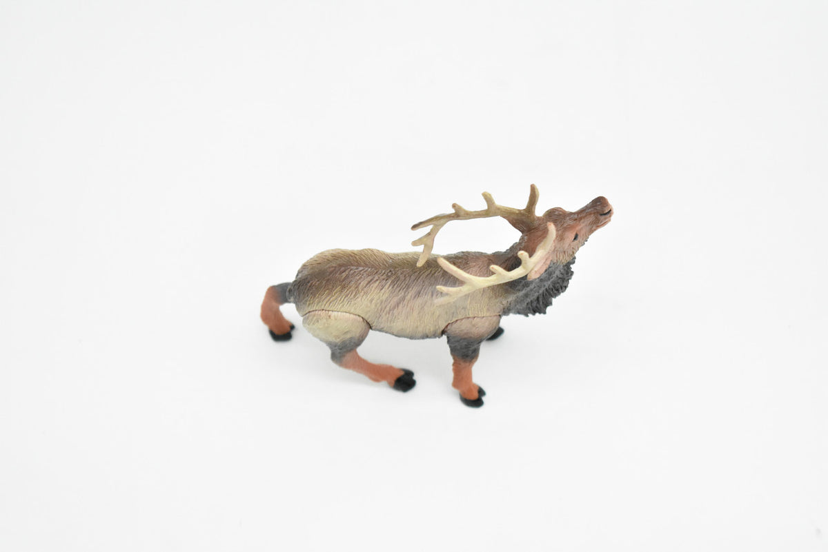 Elk, Wapiti, Museum Quality, Movable Legs, Hand Painted, Realistic, Plastic Animal Design, Educational, Diorama Model, Lifelike, Toy, Gift,    4 Inches.    CWG213 BB42