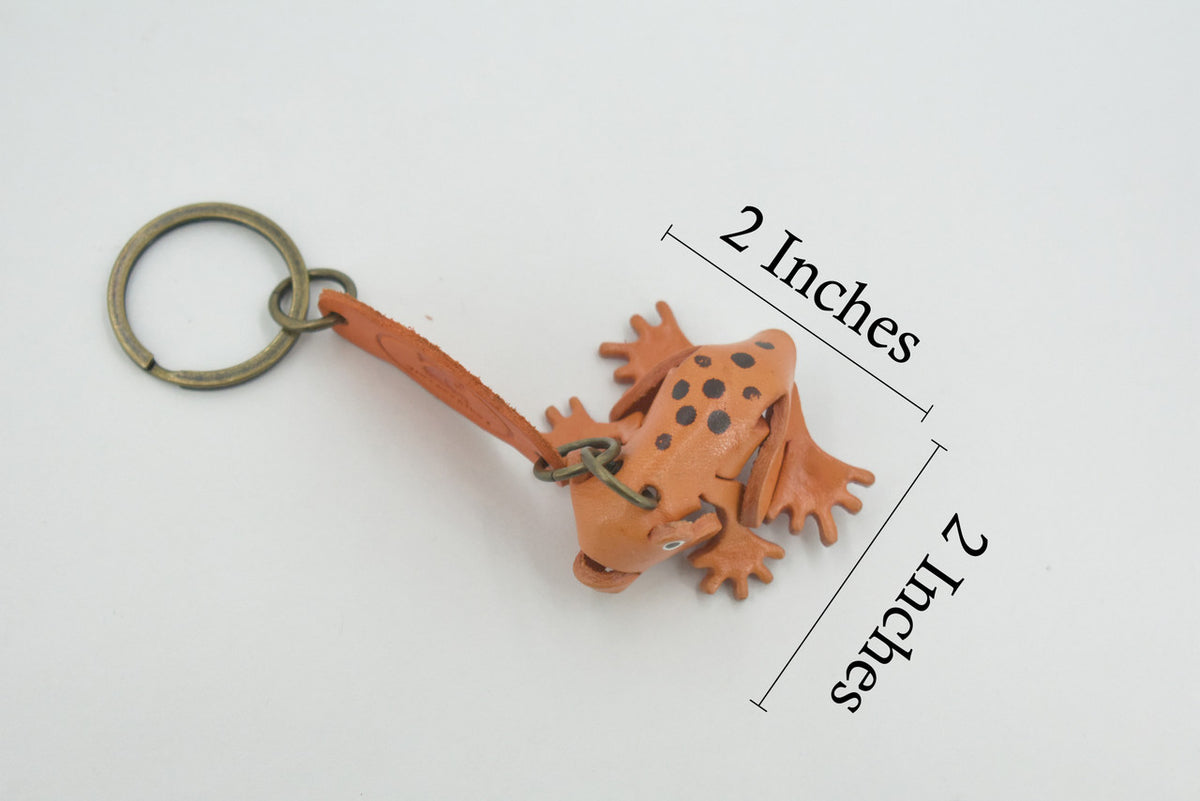 Frog, Key Chain, Leather, Amphibians, Hand Made In Thailand, Brown, Keychain, Key Fob, Keys, Lifelike Model,  2 Inches. 