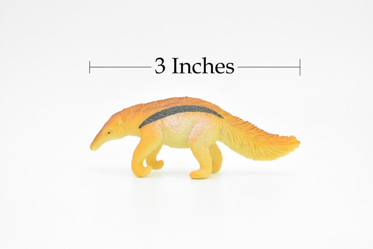 Anteater, Anteaters, Giant, Silky, Mexico, Very Nice Plastic Animal, Hand Painted, Educational, Figure, Lifelike, Diorama Model, Replica, Toy, Kids,  3 Inches.