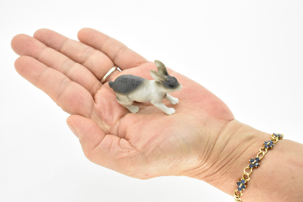 Rabbit, Bunny Rabbits, Domestic, Realistic Rubber Reproduction, Hand Painted Figurines,       2"       CH136 B243