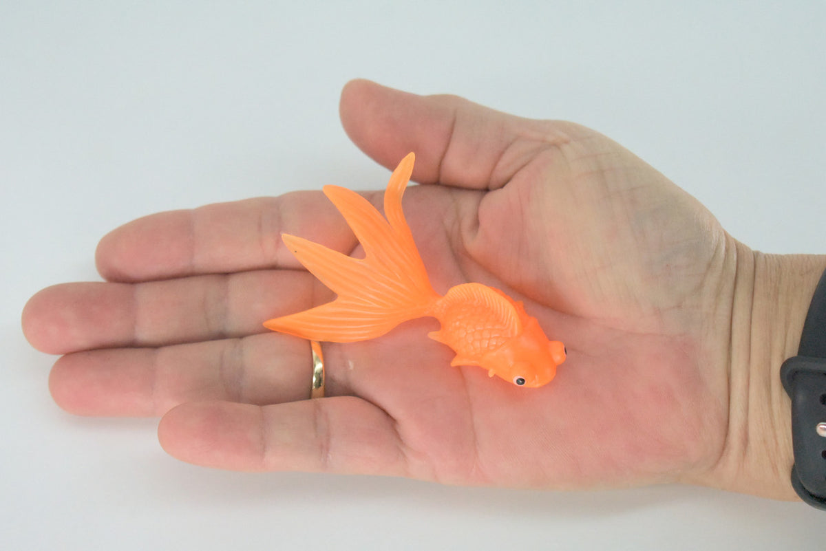 Goldfish, 4 or 8 or 12 Piece Sets, Rubber Fish, Educational, Realistic Hand Painted, Figure, Lifelike Model, Figurine, Replica, Gift,   3"   US13 B58