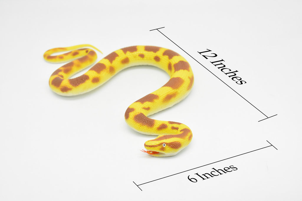 Snake, Yellow Python Snake Toy, Burmese Python, Coied, Rubber Reptile, Educational, Realistic Hand Painted, Figure, Lifelike Model, Figurine, Replica, Gift,       12"      F3588 B492