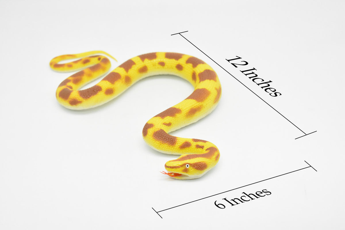 Snake, Yellow Python Snake Toy, Burmese Python, Coied, Rubber Reptile, Educational, Realistic Hand Painted, Figure, Lifelike Model, Figurine, Replica, Gift,       12"      F3588 B492