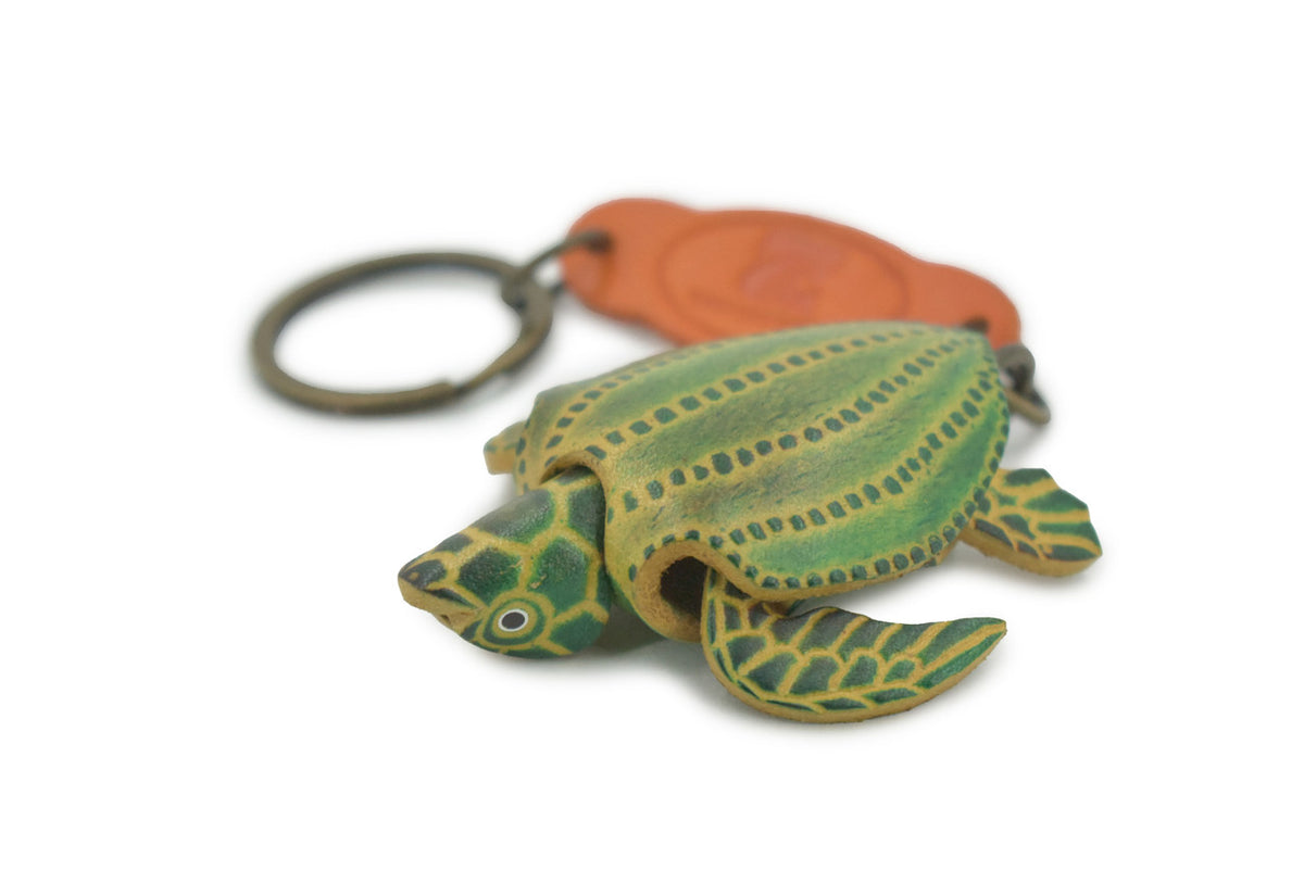 Turtle, Key Chain, Leather Back, Sea Turtle, Reptiles, Hand Made In Thailand, Green, Keychain, Key Fob, Keys, Lifelike Model,  3 Inches. 