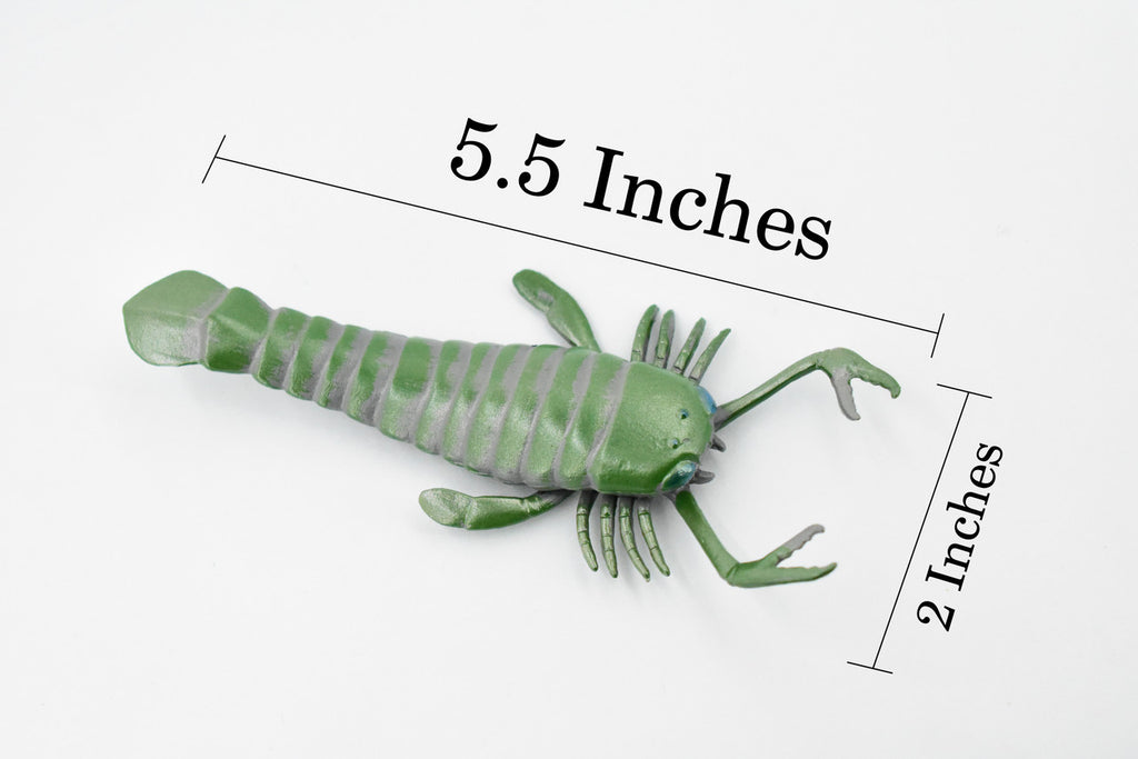 Eurypterida, Sea Scorpions, Extinct Arthropods, Museum Quality, Rubber, Hand Painted, Realistic Toy Figure, Diorama Model, Kids, Educational,  5 1/2 Inches.