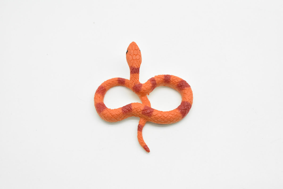 Corn Snake, Orange and Red, Realistic, Plastic, Snake Design, Educational, Hand Painted, Figure, Lifelike Model, Gift      2 Inches.     CWG230 B306