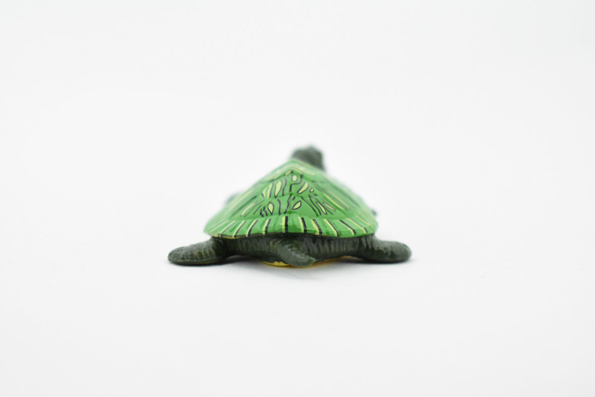 Turtle, Red Ear Slider Pond Turtle, Terrapin, Hand Painted, Museum Quality, Educational, Realistic Toy Figure, Diorama Model, Kids, Gift,     2 Inches.    CH461 BB114
