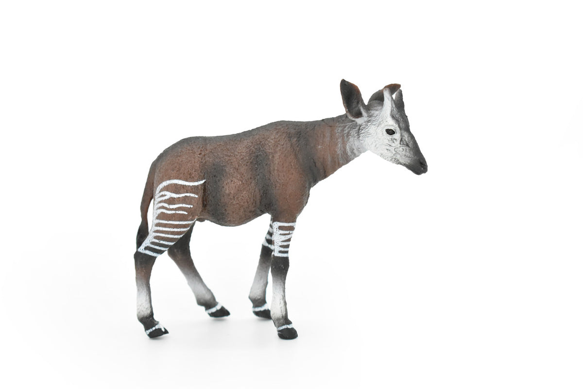 Okapi, Forest Giraffe, Museum Quality, Hand Painted, Educational, Rubber Animal, Realistic Toy Figure, Diorama Model, Kids,  4 1/2 Inches. 