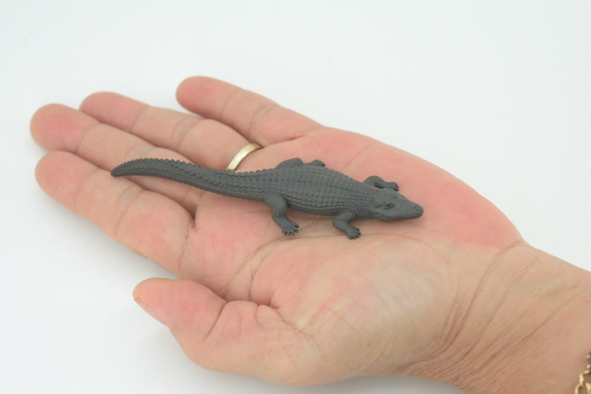 Black Caiman, Melanosuchus niger, Orinoco Crocodile, Educational, Rubber Animal, Realistic Figure, Lifelike, Gift,    4"    SF37 B44