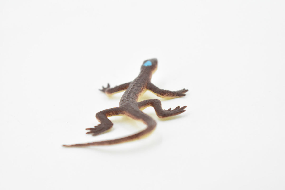 Lizard, Brown Lizard Blue Spot on Head, Rubber Reptile Toy, Realistic Figure, Model, Replica, Kids, Educational, Gift,    2 1/2"     F6067 B380