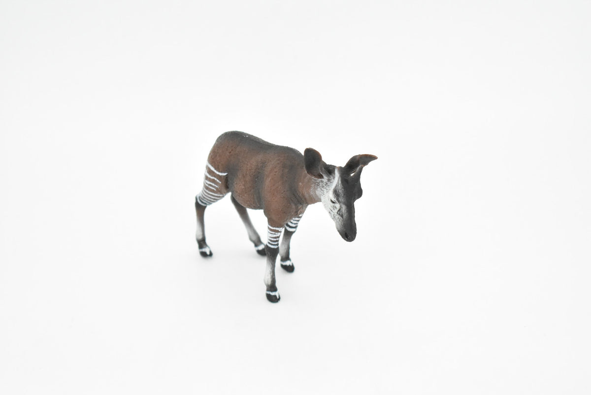 Okapi, Forest Giraffe, Museum Quality, Hand Painted, Educational, Rubber Animal, Realistic Toy Figure, Diorama Model, Kids,  4 1/2 Inches. 