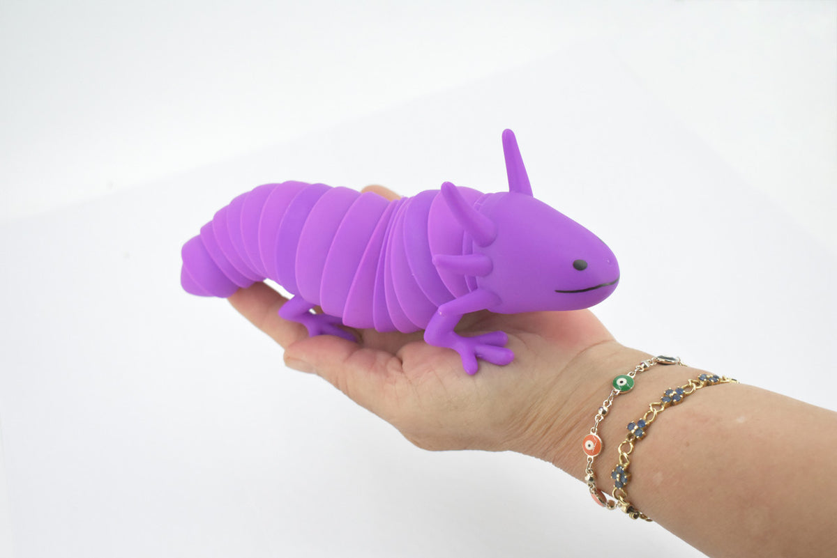 Axolotl, Purple, Paedomorphic Salamander, Sensory Fidget Stress Relief Axolotl, Educational, Plastic, Design, Figure, Toy, Kids, Educational, Gift,      7"      RI26 B301