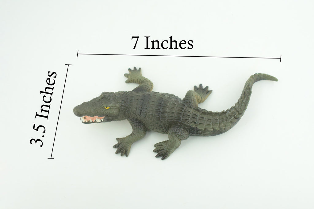 Alligator, American, Hand Painted, Museum Quality, Solid Rubber Animal, Educational, Realistic, Figure, Toy, Kids, Replica, Gift, 7 Inches. CH888 BB202