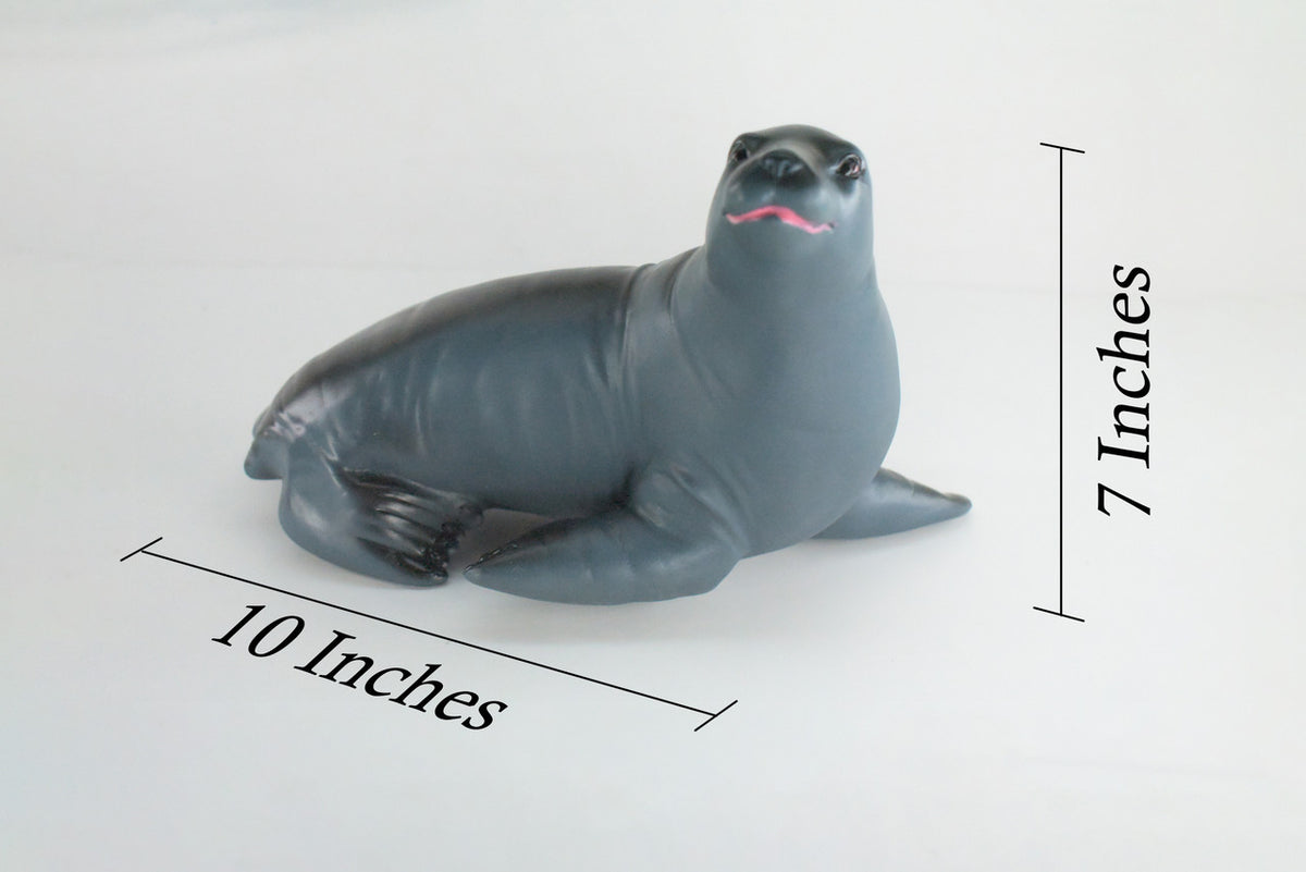 Seal, High Quality, Soft Rubber Pinniped, Hand Painted, Realistic, Toy Figure, Model, Replica, Kids, Educational,  10 Inches Long, 6 Inches Tall.