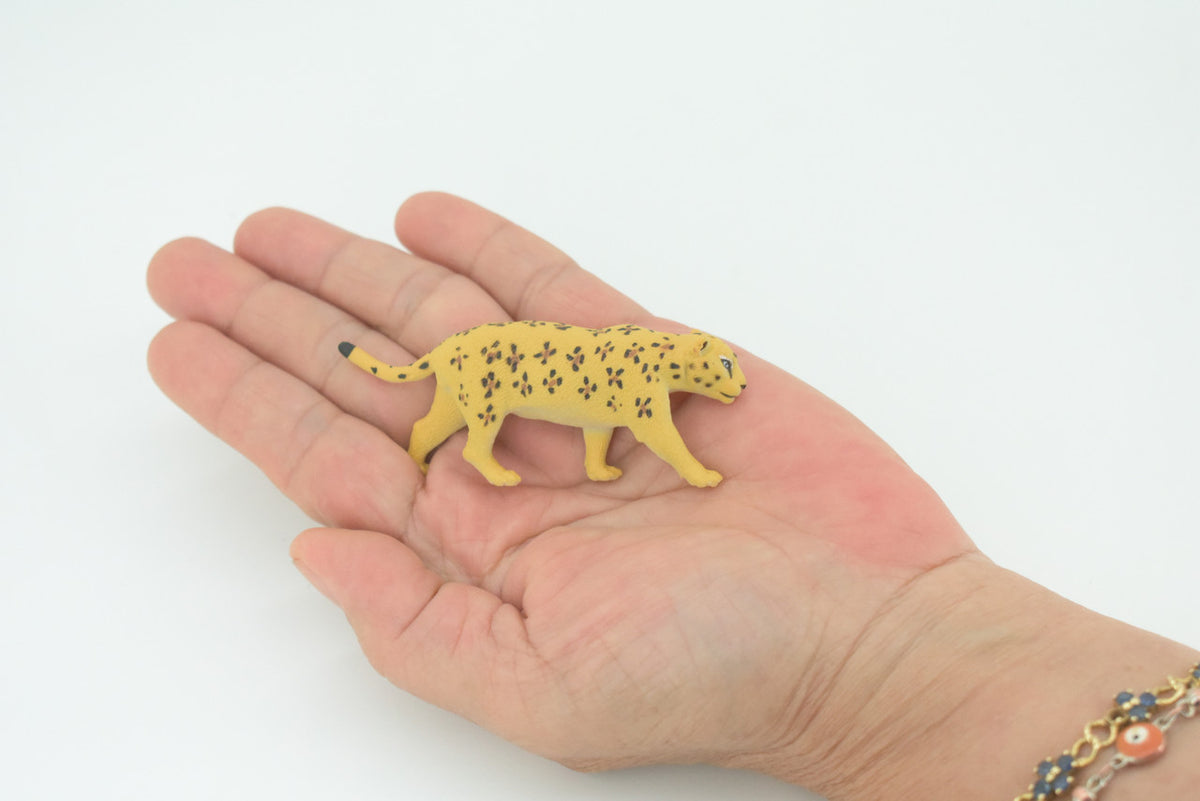 Leopard, Panther, Spotted cat, Panthera onca, Hand Painted, Educational, Rubber Animal, Realistic Figure, Lifelike, Gift,    3"    SF33 B44