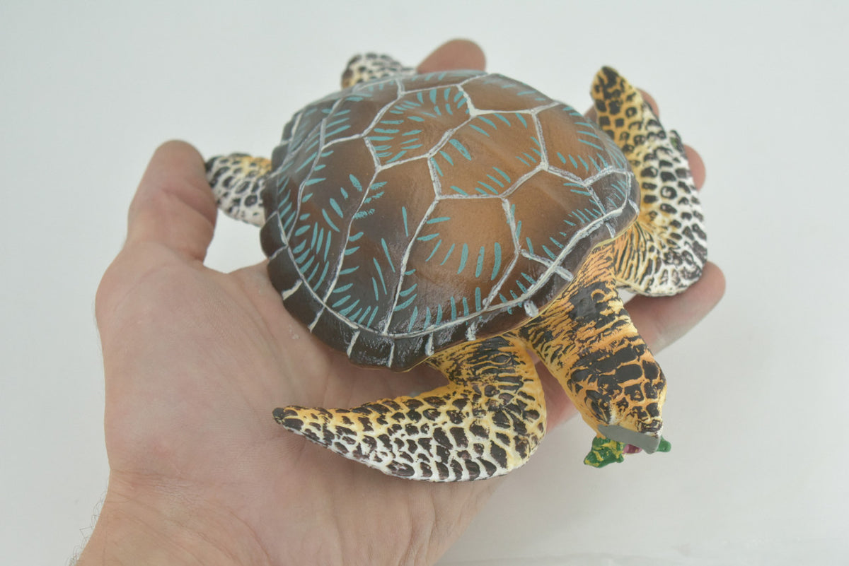 Turtle, Green Sea Turtle, Museum Quality, Hand Painted, Rubber Reptile, Realistic, Diorama, Model, Replica, Toy, Kids, Educational, Gift, 6 Inches CH1003 BB221