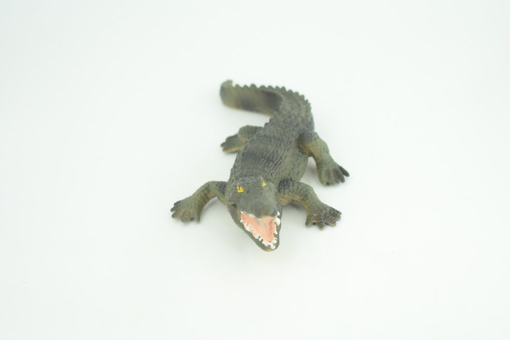 Alligator, American, Hand Painted, Museum Quality, Solid Rubber Animal, Educational, Realistic, Figure, Toy, Kids, Replica, Gift,   7 Inches.  CH888 BB202