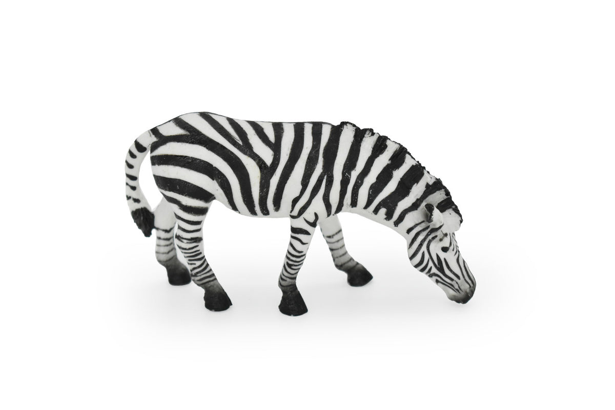 Zebra, Painted Horse, Getting a Drink, Museum Quality, Hand Painted, Educational, Rubber Animal, Realistic Toy Figure, Diorama Model, Kids, 5 Inches. 