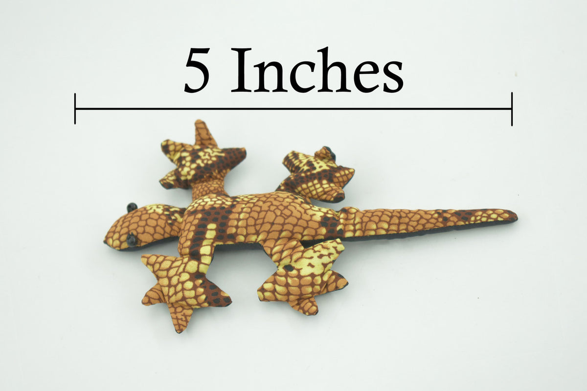 Gecko, Lizard, Reptiles, Yellow and Brown, Hand Made In Thailand, Sand Creatures, Paper Weight, Bean Bag, Cornhole, Game, Toy, Kids, Educational,  5  Inches.