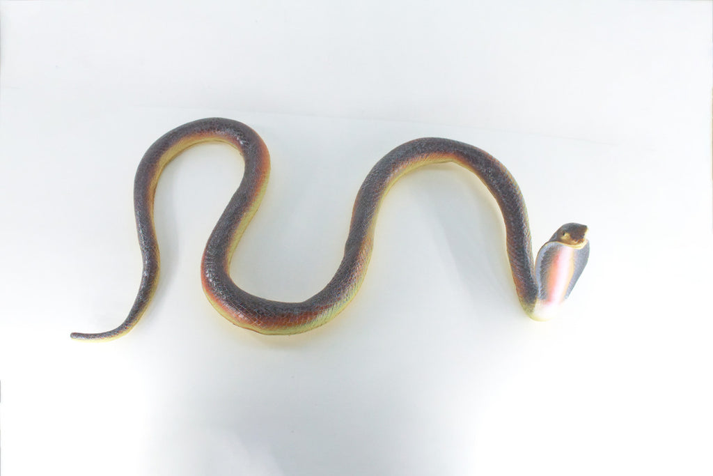 Cobra, Very Large, Hand Painted, Museum Quality, Soft Rubber Snake, Realistic Reptile, Diorama Model, Replica, Educational, Gift,  24 Inches.    IM26 B658