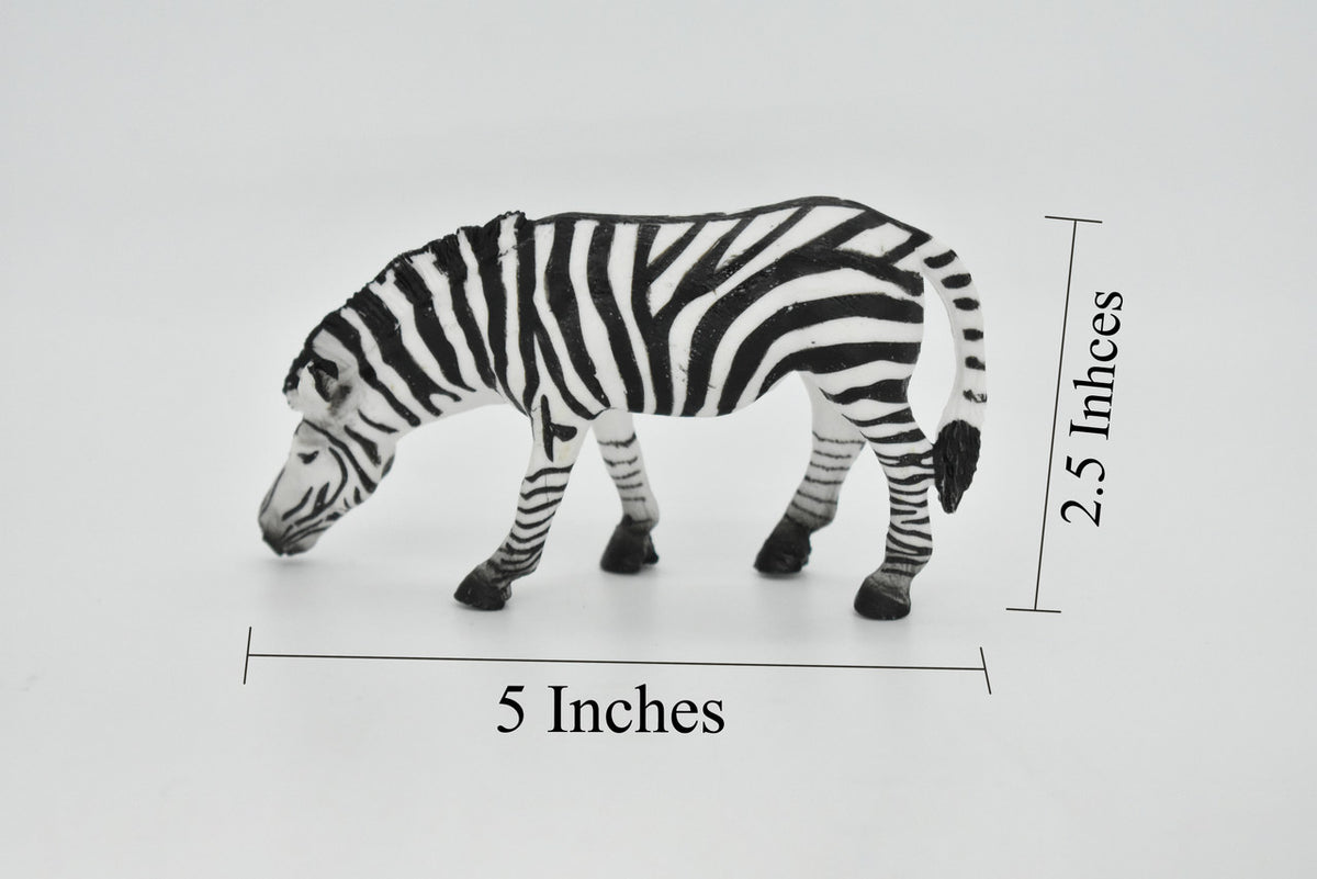 Zebra, Painted Horse, Getting a Drink, Museum Quality, Hand Painted, Educational, Rubber Animal, Realistic Toy Figure, Diorama Model, Kids, 5 Inches. 