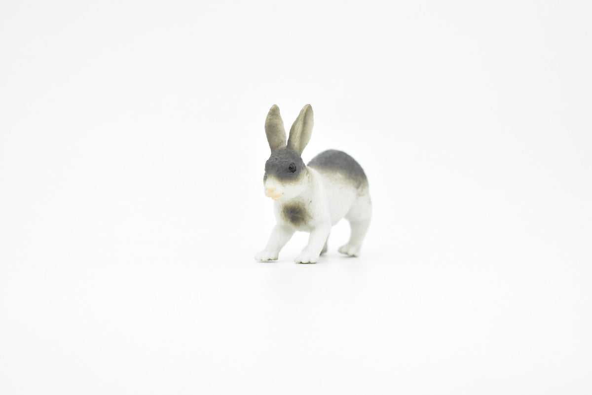 Rabbit, Bunny Rabbits, Domestic, Realistic Rubber Reproduction, Hand Painted Figurines,       2"       CH136 B243