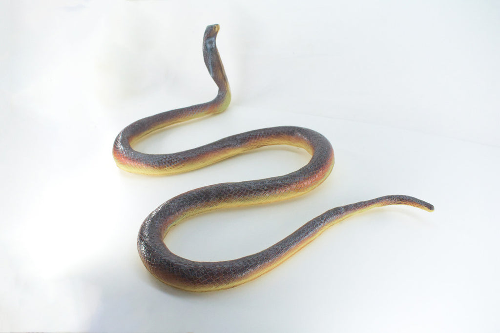 Cobra, Very Large, Hand Painted, Museum Quality, Soft Rubber Snake, Realistic Reptile, Diorama Model, Replica, Educational, Gift,  24 Inches.    IM26 B658