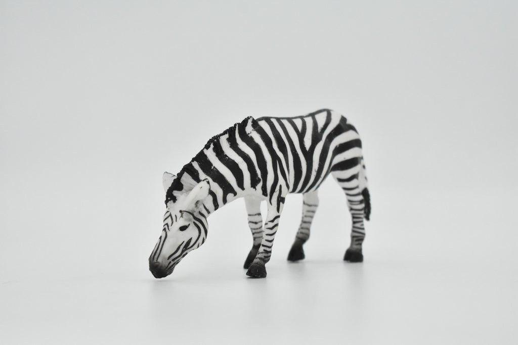Zebra, Painted Horse, Getting a Drink, Museum Quality, Hand Painted, Educational, Rubber Animal, Realistic Toy Figure, Diorama Model, Kids, 5 Inches. 