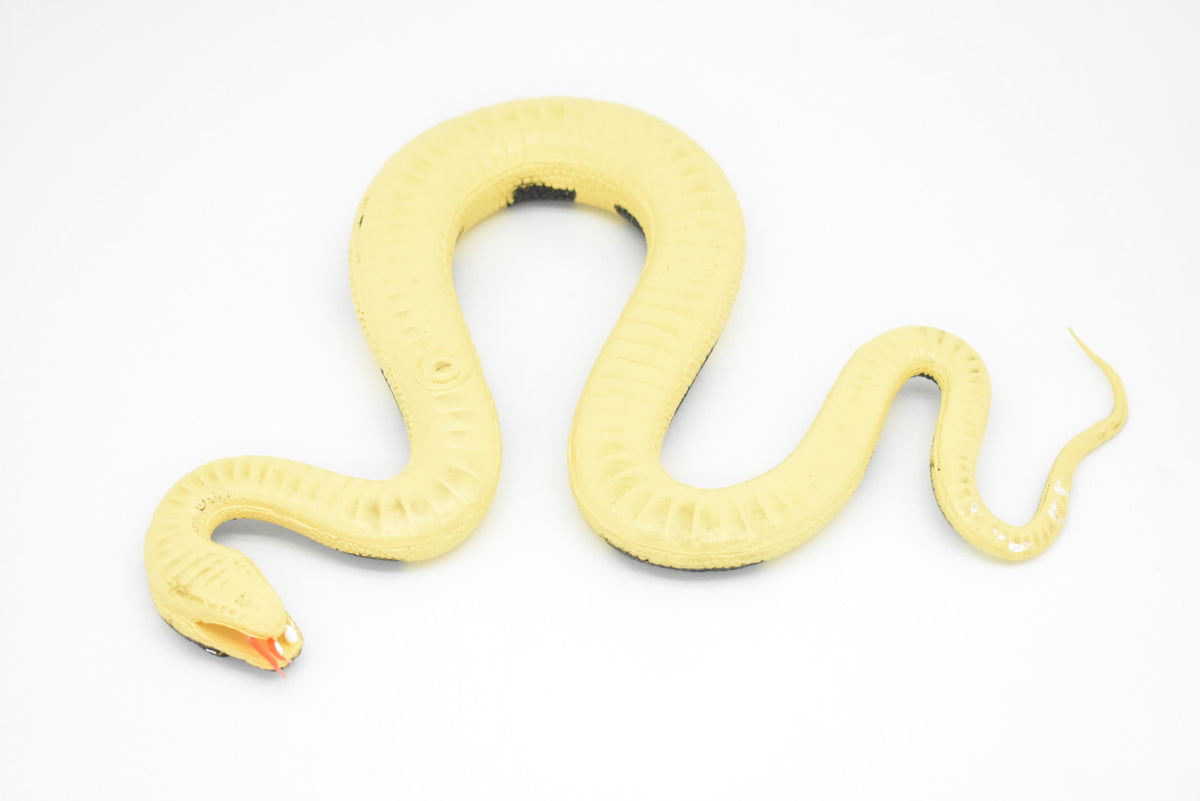 Snake, Banded Krait, Yellow and Black Snake, Coied, Rubber Reptile, Educational, Realistic Hand Painted, Figure, Lifelike Model, Figurine, Replica, Gift,       12"      F3590 B492