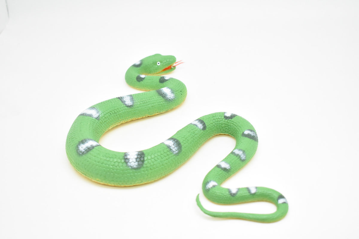 Snake, Emerald Tree Boa Snake, Coiled, Rubber Reptile, Educational, Realistic Hand Painted, Figure, Lifelike Model, Figurine, Replica, Gift,     12"       F3591 B492