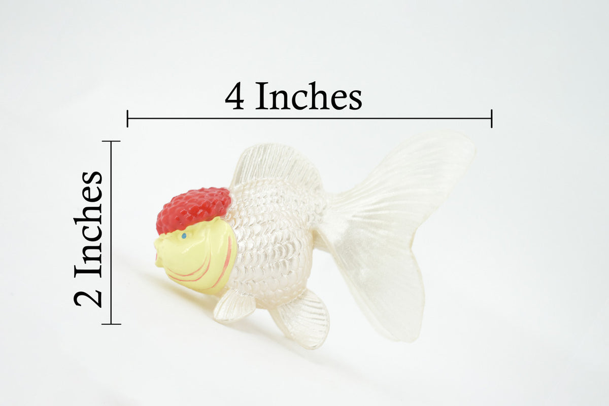 Goldfish, Red Cap Oranda, Museum Quality, Hand Painted, Rubber, Fish, Realistic Figure, Model, Replica, Toy, Kids, Model, Replica, Educational, Gift,    4"   CH521 BB158