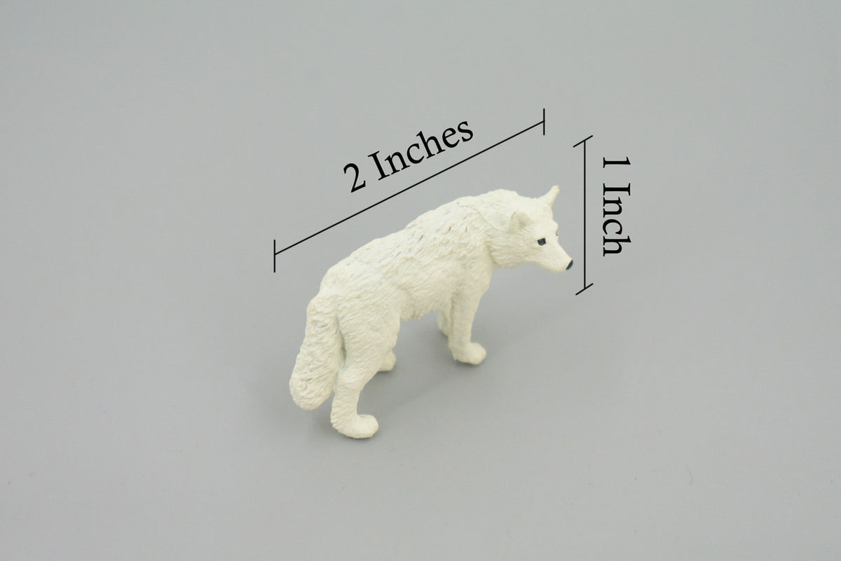 Arctic Wolf, Very Nice Rubber Animal, Educational, Hand Painted, Realistic Figure, Lifelike Wolf, Toy, Kids,  Gift,      2 1/8 Inches.     F3527 B138
