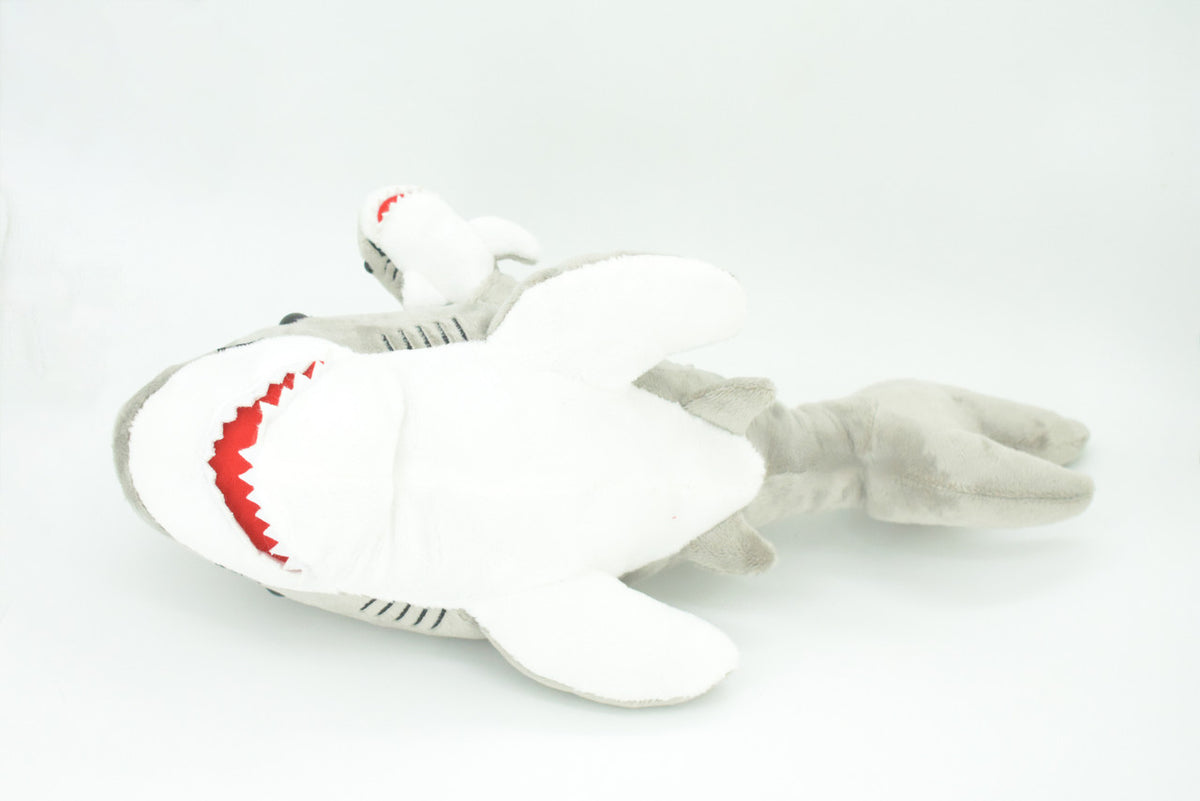 Shark with Baby, Plush Animal, Soft, Stuffed, Toy, Educational, Realistic Shark Design, Figure, Lifelike, Replica, Gift,       18"     PK05 B501