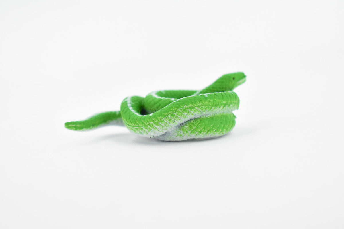 Snake, Emerald Boa, Coiled, Rubber Reptile, Educational, Realistic Hand Painted, Figure, Lifelike Model, Figurine, Replica, Gift,     2 1/2"      F089 B43