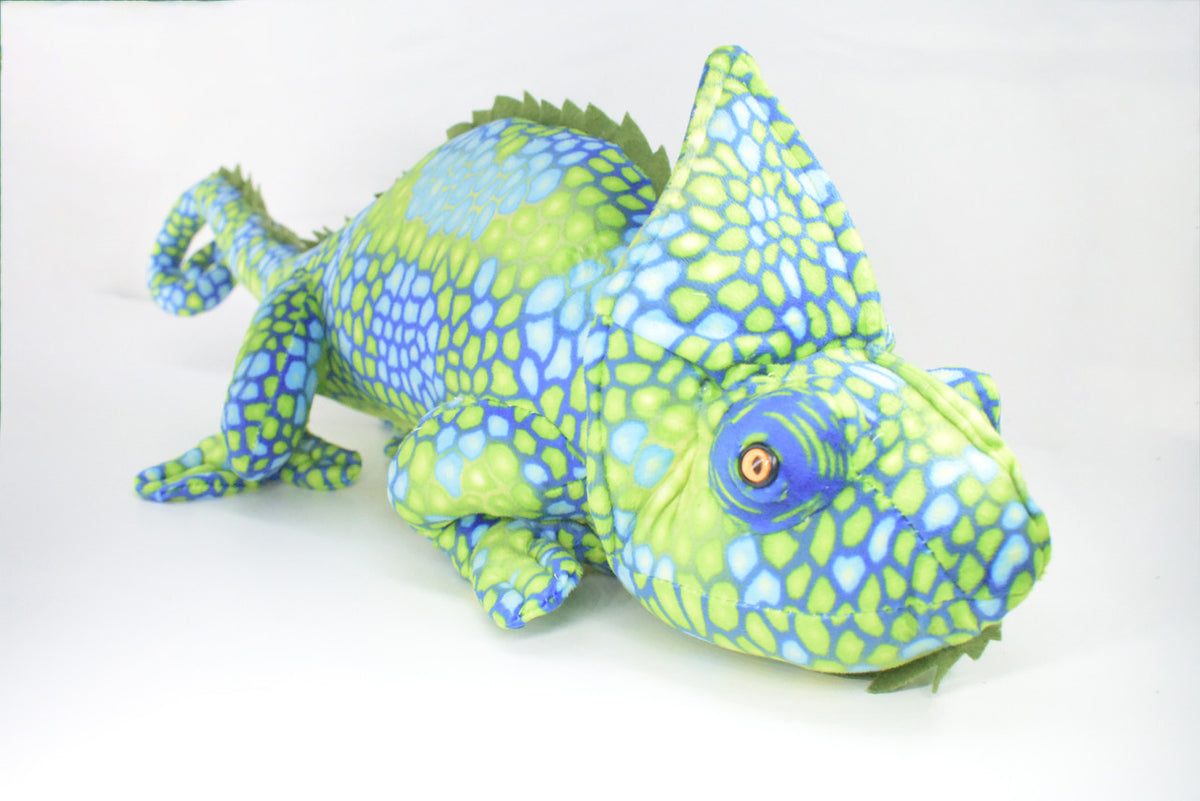 Chameleon, Plush Animal, Soft, Stuffed Toy, Educational, Realistic, Beautiful Lizard Design, Figure, Lifelike, Replica, Gift,      27"   RI51 B659