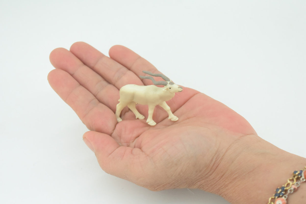 Desert Antelope, Addax Antelope, Hand Painted, Educational, Rubber Animal, Realistic Figure, Lifelike Model, Gift,    2 "   SF27 B45
