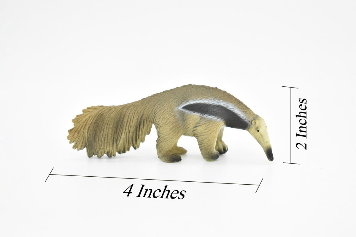 Anteater, Giant Vermilingua, Museum Quality, Hand Painted, Educational, Rubber Animal, Realistic Toy Figure, Diorama Model, Kids,  4 Inches.  