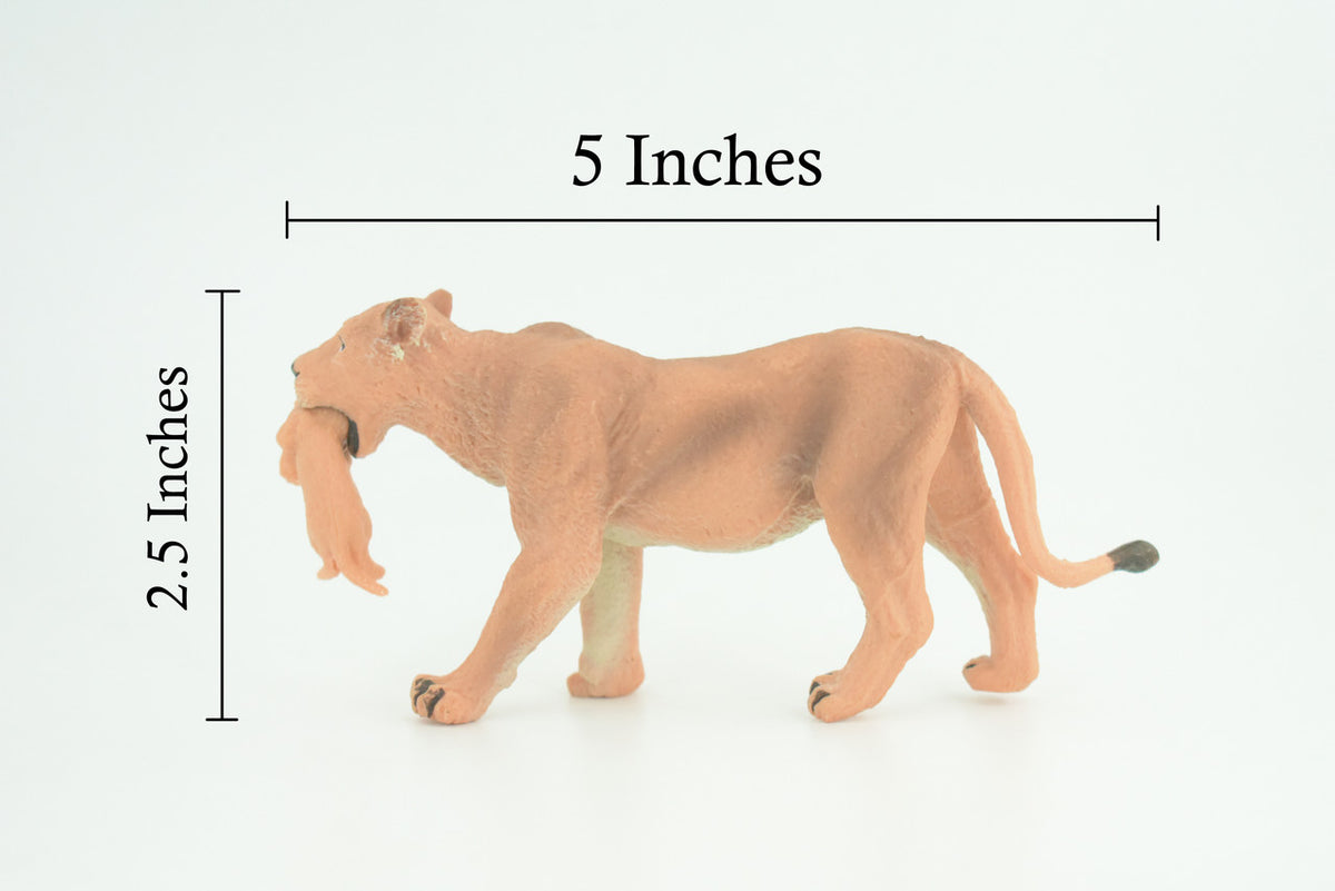 Lioness with Baby, Cub, Museum Quality, Educational, Hand Painted, Realistic, Rubber Animal, Realistic, Diorama, Toy, Kids, Gift, 5 Inches. CH809 BB188