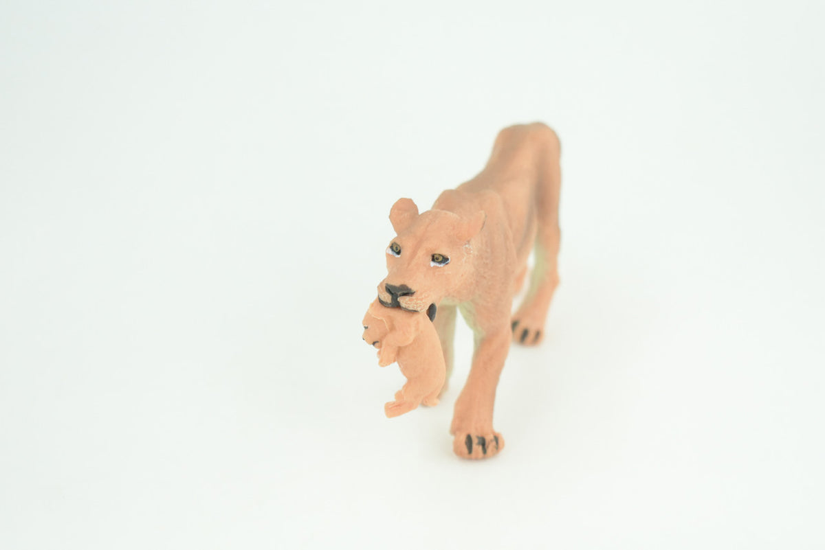Lioness with Baby, Cub, Museum Quality, Educational, Hand Painted, Realistic, Rubber Animal, Realistic, Diorama, Toy, Kids, Gift,  5 Inches.  CH809 BB188