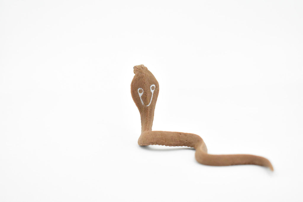 Snake, Common Indian Cobra, Rubber Reptile, Educational, Realistic Hand Painted, Figure, Lifelike Model, Figurine, Replica, Gift,    4"    F3455 B39